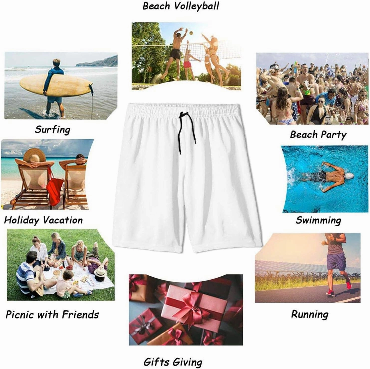 Mens Quick Dry Swim Trunks with Mesh Lining, Summer Surf Long Beach Pants Board Shorts Bathing Suits