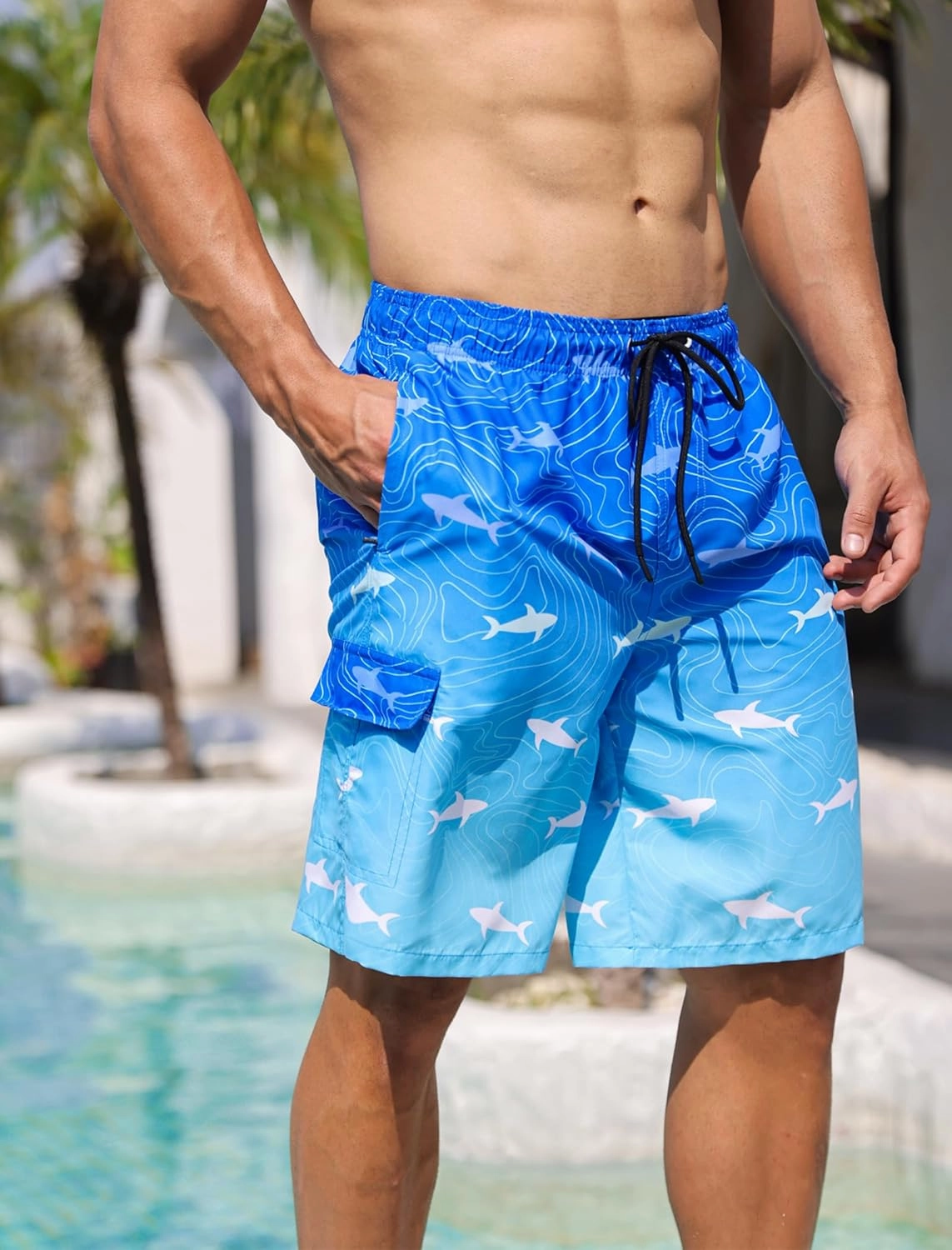 Mens Swim Trunks Bathing Suit 9" Board Shorts Quick Dry Swim Shorts Men Swimwear Mesh Lining Beach Swimsuit