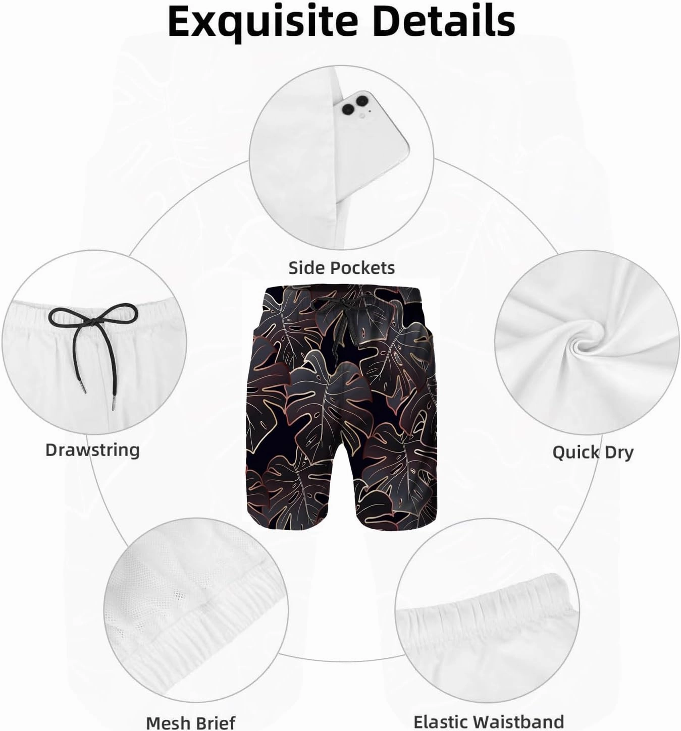 Mens Swim Trunks,Quick Dry Bathing Suits Summer Board Beach Shorts with Mesh Lining