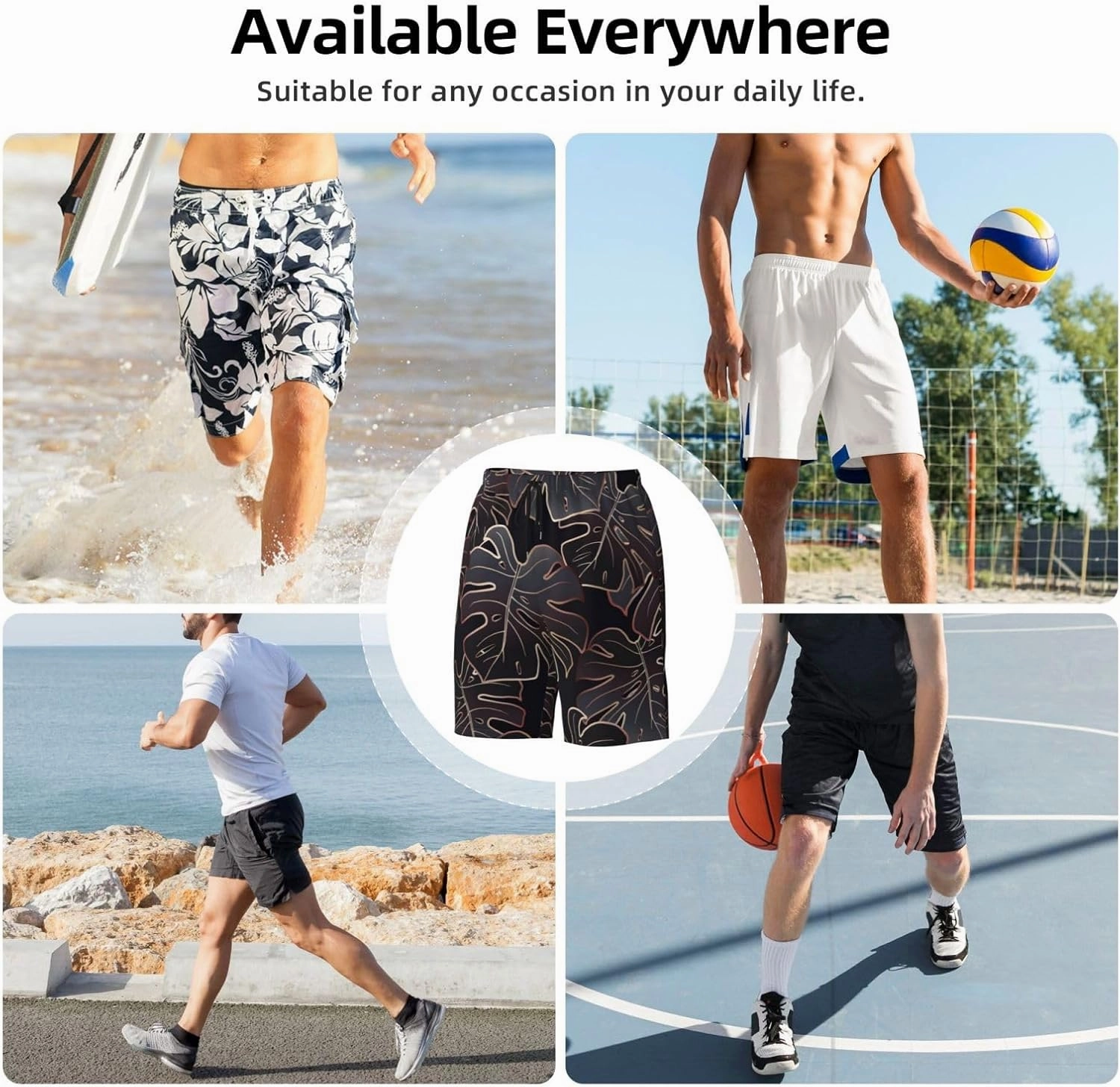 Mens Swim Trunks,Quick Dry Bathing Suits Summer Board Beach Shorts with Mesh Lining