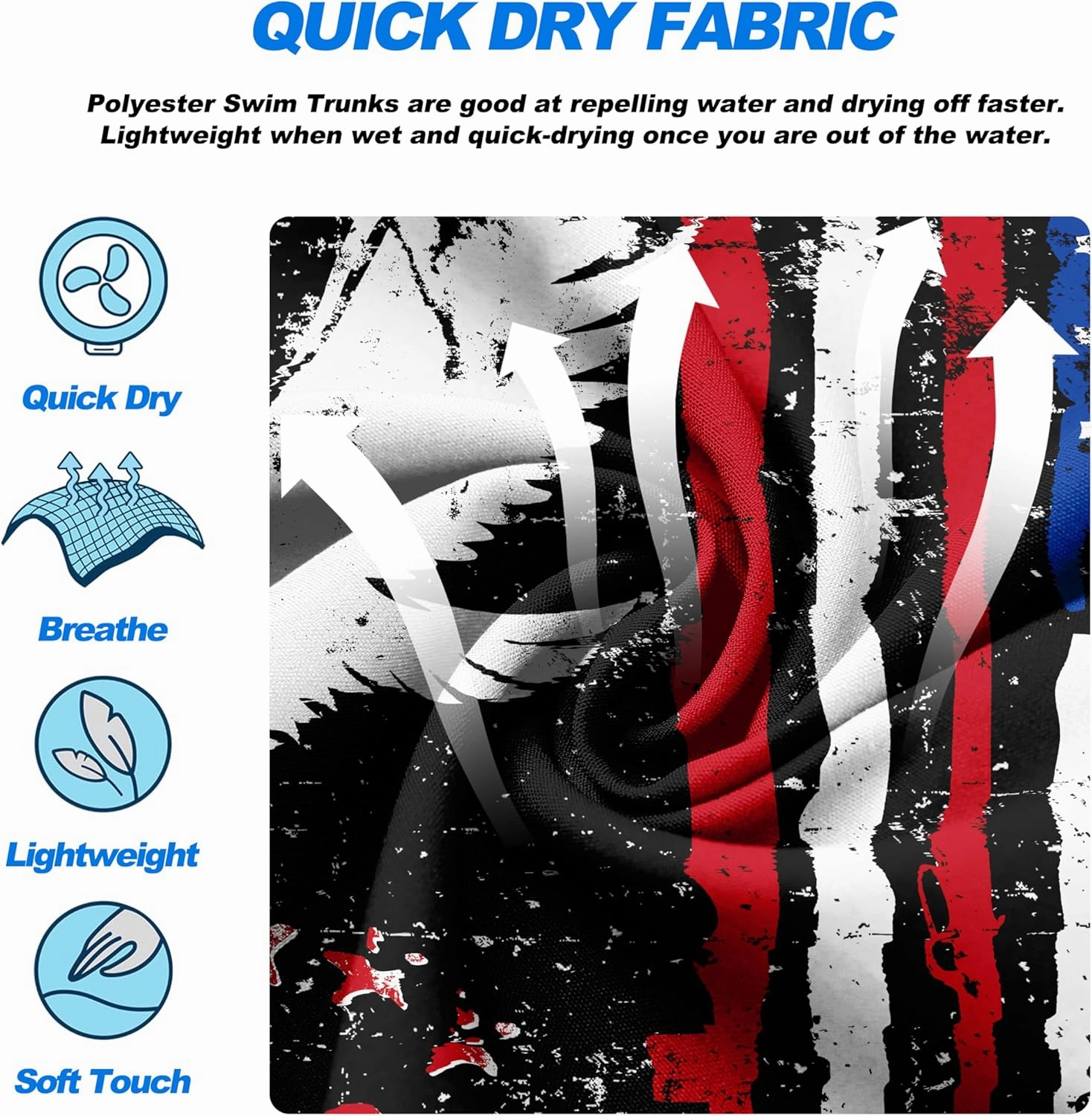 Mens Swim Trunks Quick Dry Board Shorts with Mesh Lining, Breathable Surf Beach Shorts Swimwear Bathing Suits
