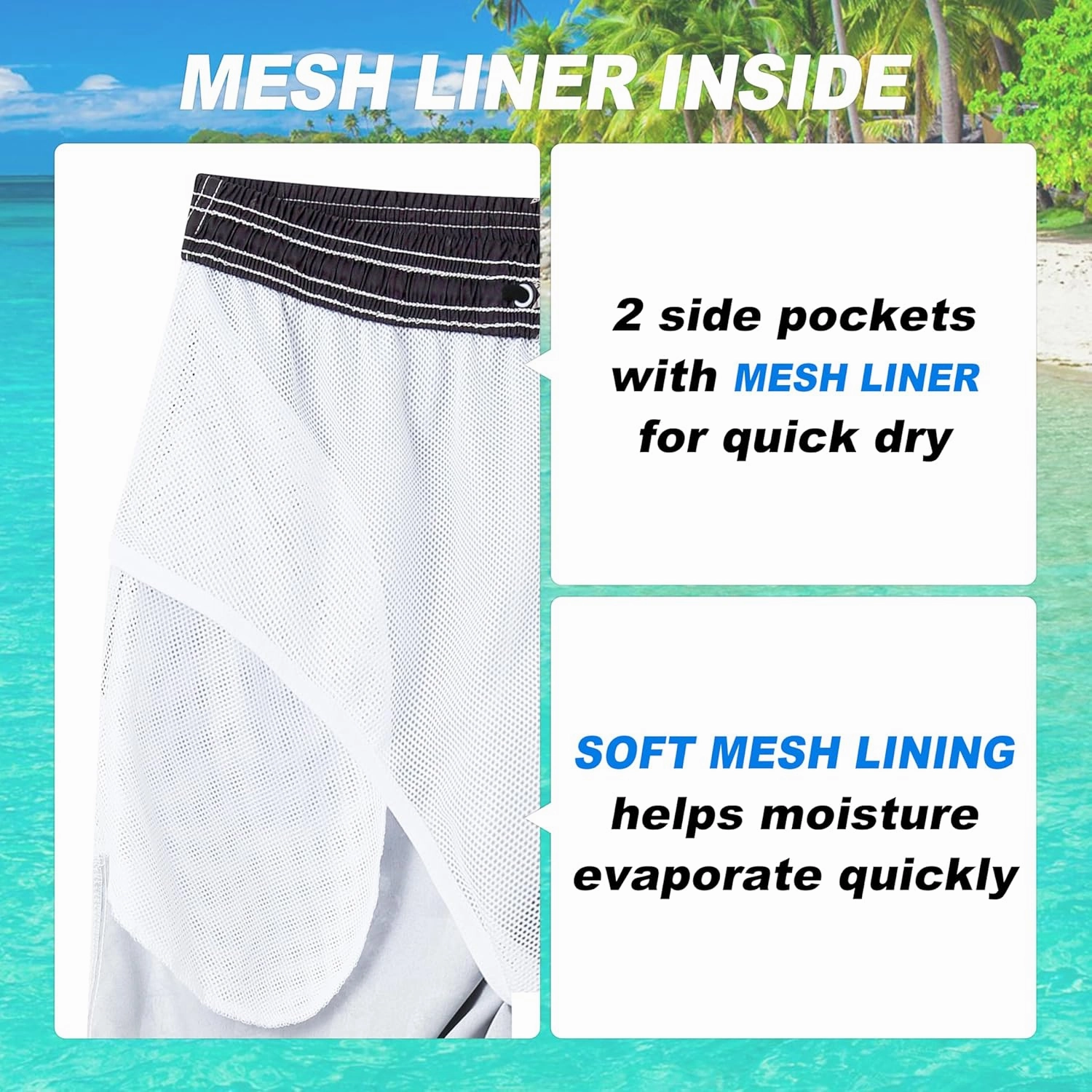 Mens Swim Trunks Quick Dry Board Shorts with Mesh Lining, Breathable Surf Beach Shorts Swimwear Bathing Suits
