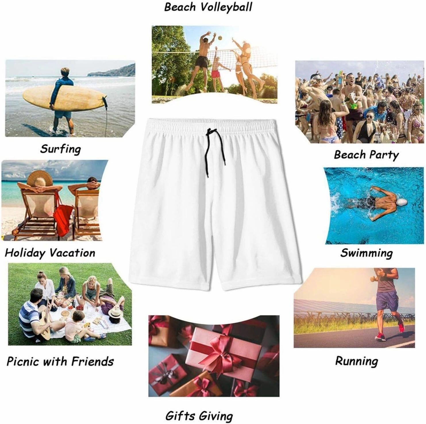 Mens Swim Trunks, Quick Dry Summer Board Beach Shorts with Mesh Lining and Pockets