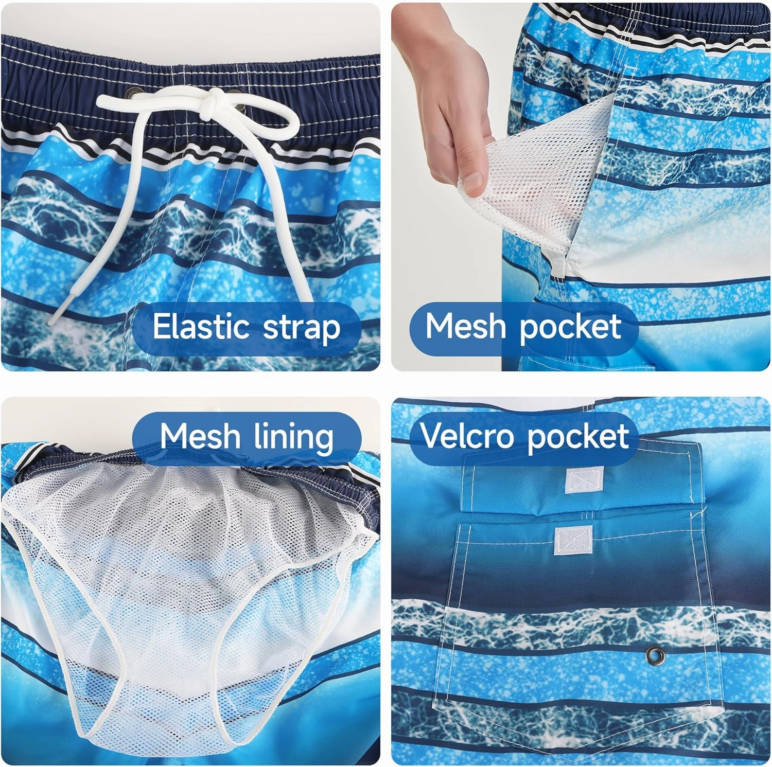 Mens Swim Trunks Swim Shorts Swimwear Swimsuit Beach Shorts Bathing Suits Quick Dry Waterproof