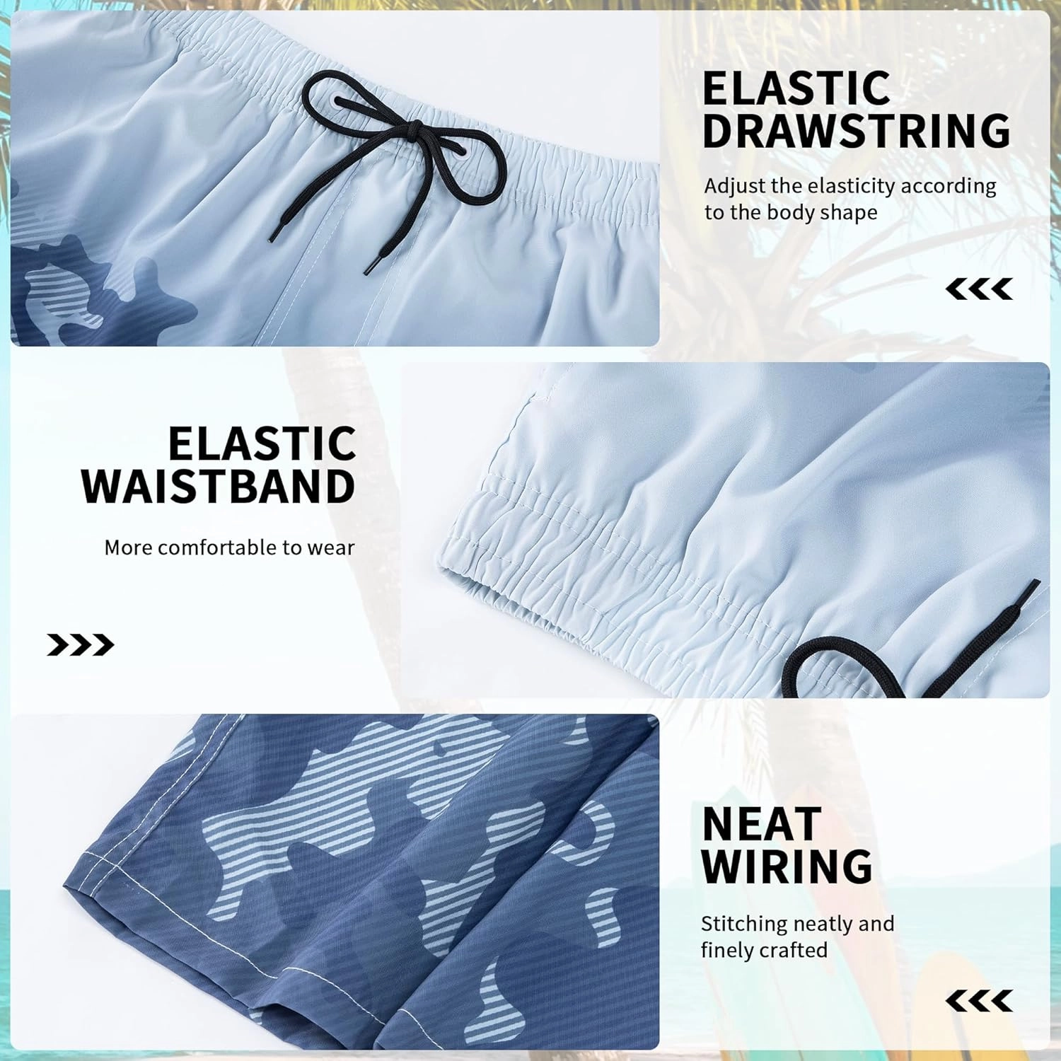 Mens Swim Trunks with Compression Liner 9" Stretch Board Shorts 2 in 1 Quick Dry Swimwear Bathing Suits