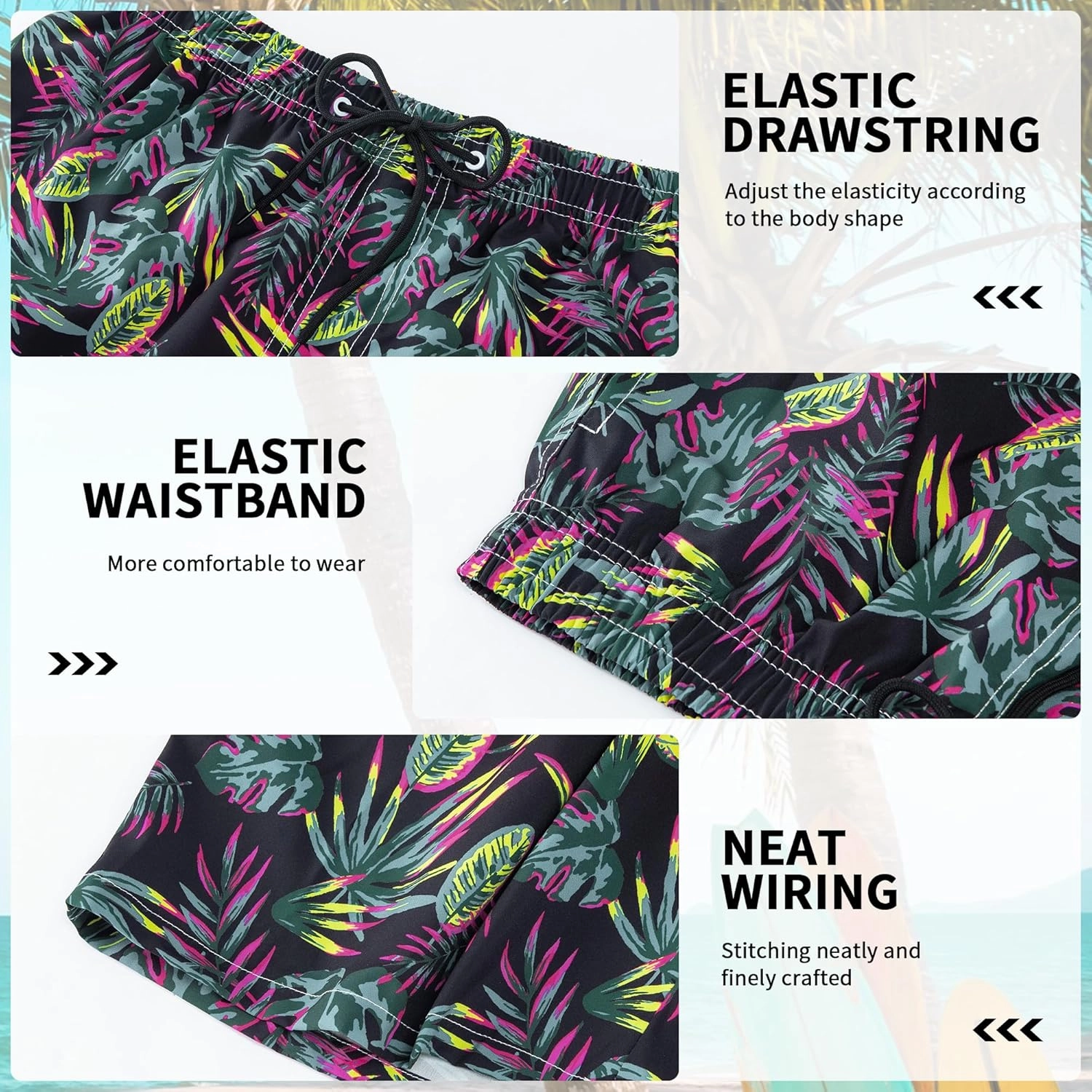 Mens Swim Trunks with Compression Liner 9" Stretch Board Shorts 2 in 1 Quick Dry Swimwear Bathing Suits