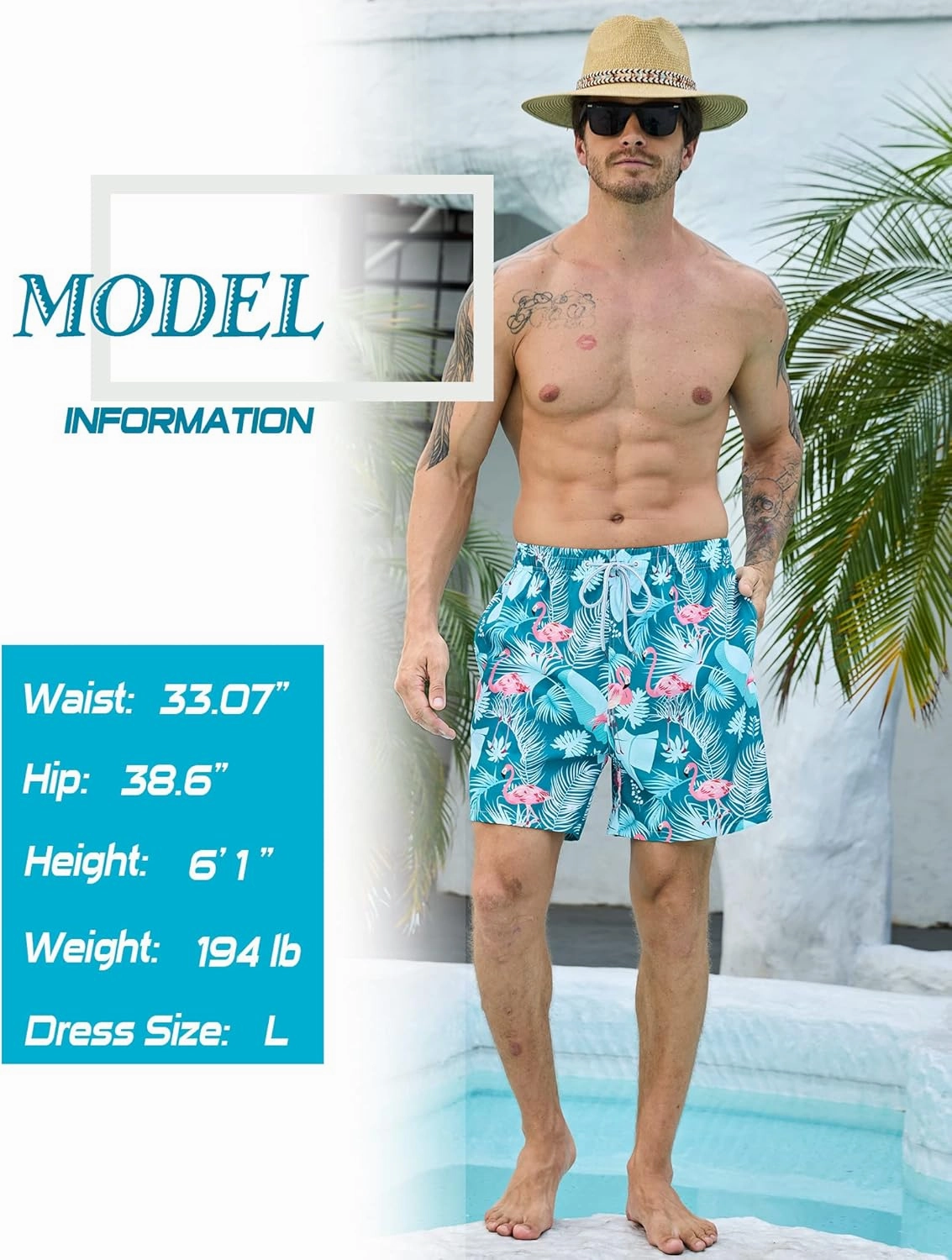 Mens Swim Trunks with Compression Liner Bathing Suits 2 Pack Quick Dry Stretch Beach Shorts 7 inch Inseam Swimwear
