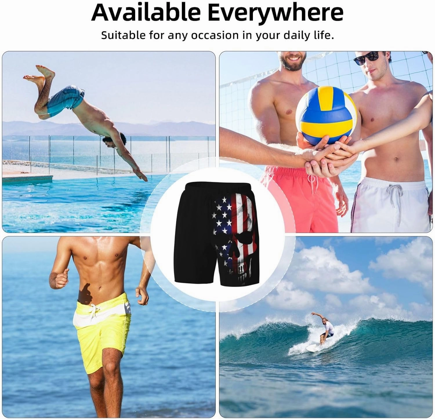 Mens Swim Trunks with Compression Liner Board Shorts Quick Dry Beach Shorts