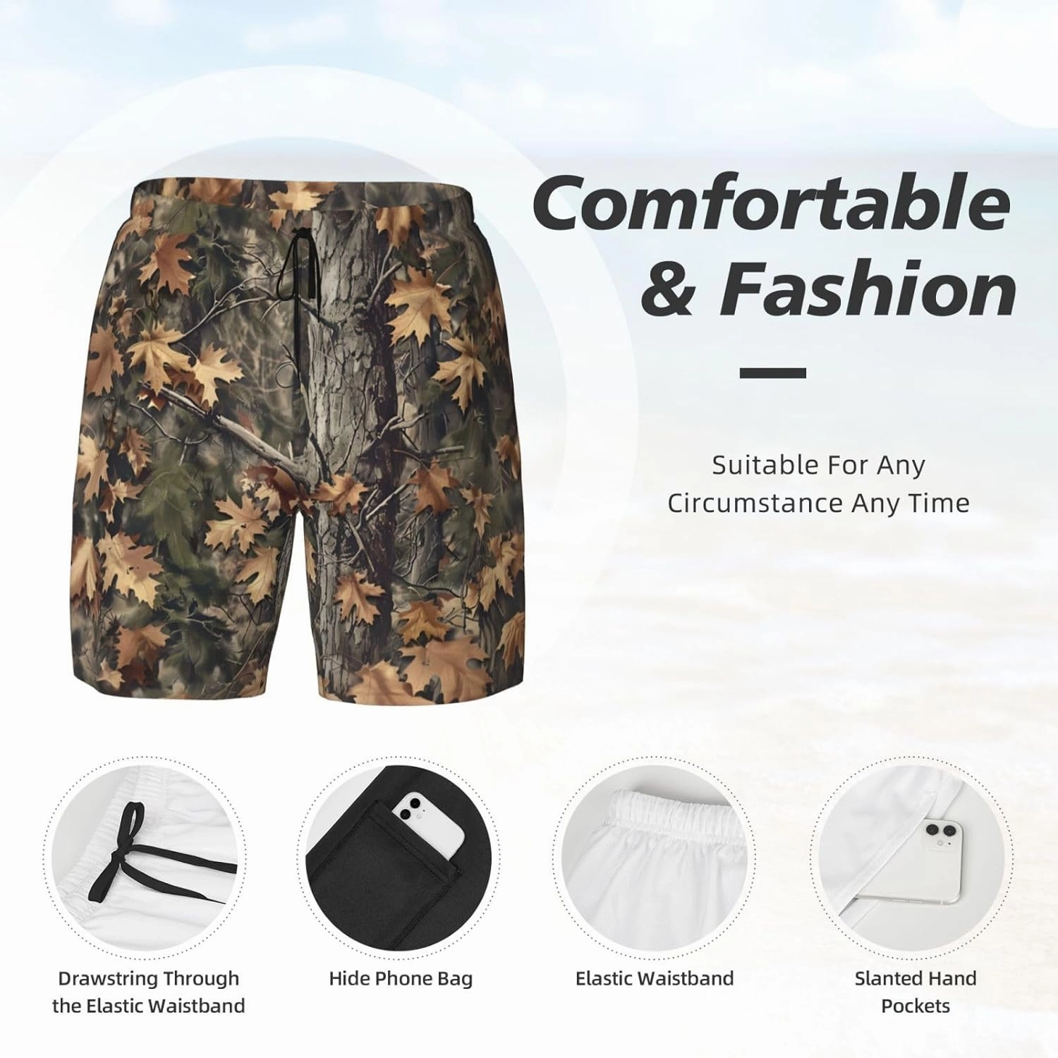 Mens Swim Trunks with Compression Liner Board Shorts Quick Dry Beach Shorts