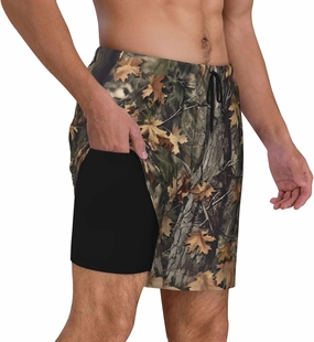Mens Swim Trunks with Compression Liner Board Shorts Quick Dry Beach Shorts
