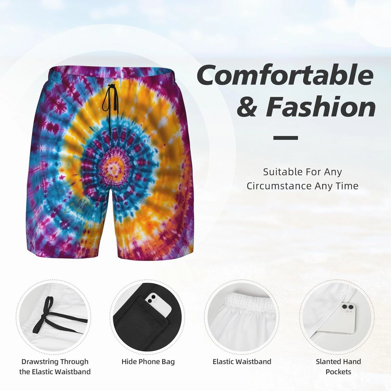 Mens Swim Trunks with Compression Liner Board Shorts Quick Dry Beach Shorts