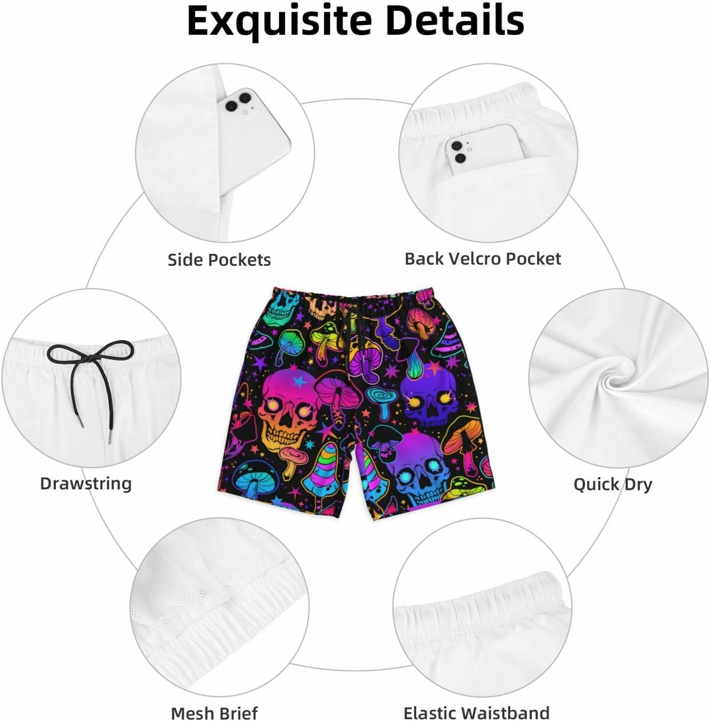 Mens Swim Trunks with Mesh Lining,Quick Dry Swimsuit Board Shorts Beach Pants Swimwear Bathing Suits