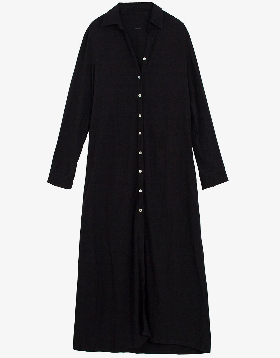 Midnight Billie Button Maxi Shirt Cover Up - Black