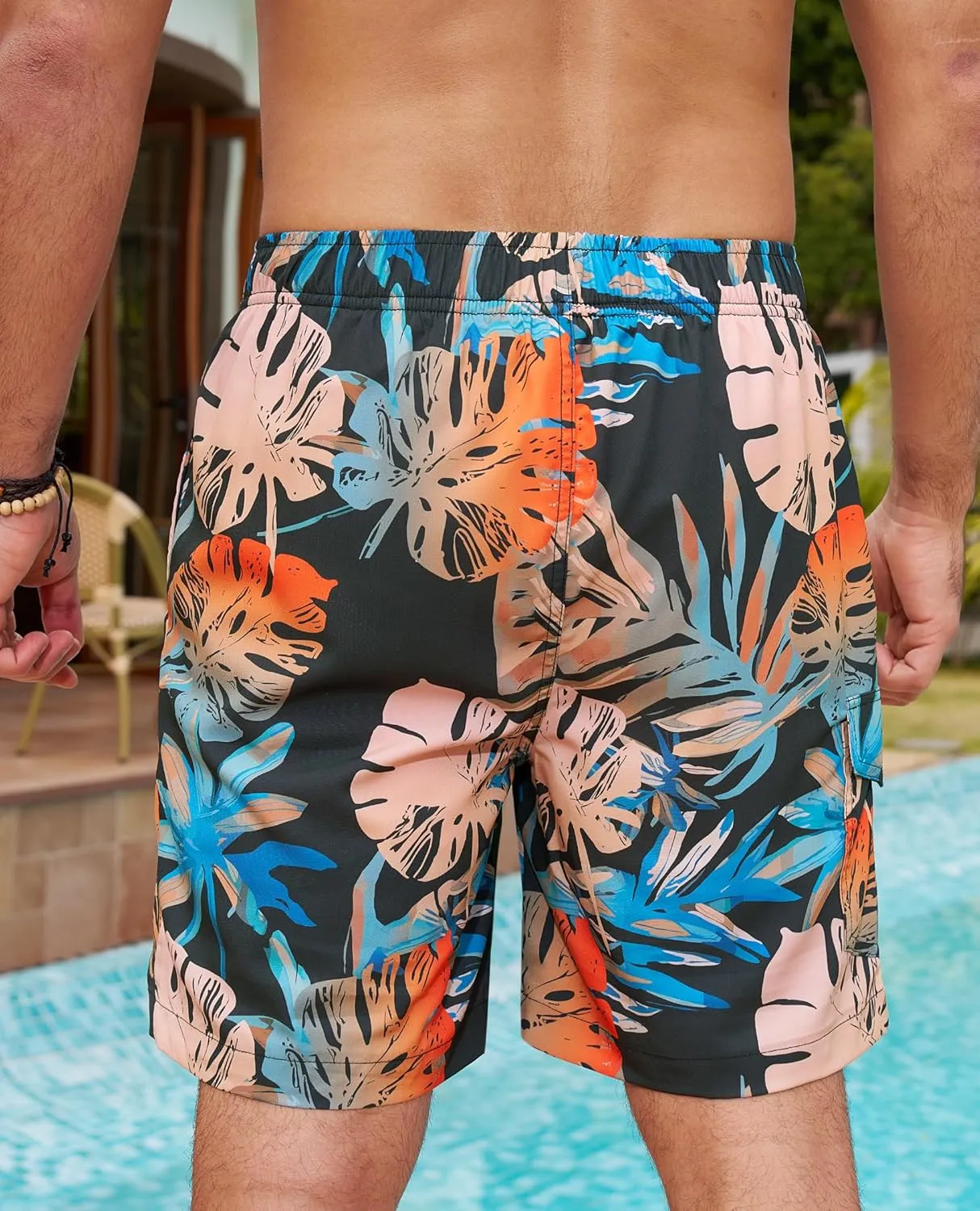 Milin Naco Mens Swim Trunks 7 Inch Inseam Compression Liner 2 in 1 Printed Swimming Short
