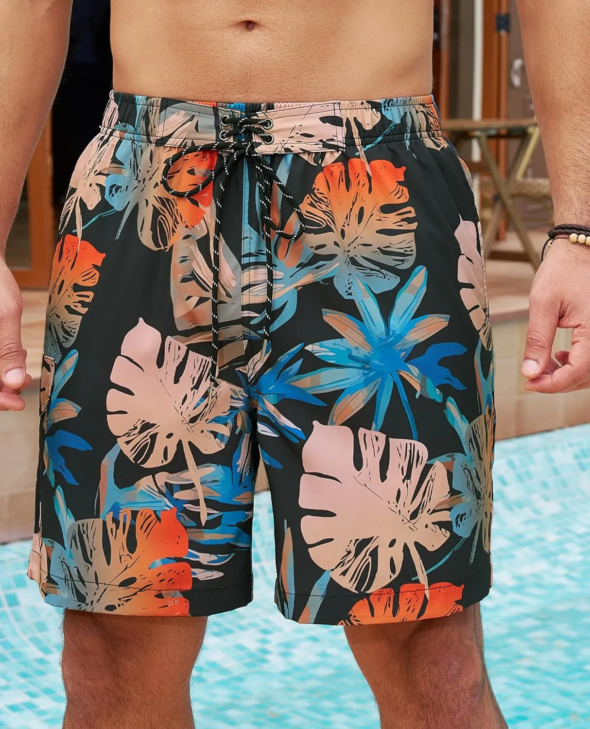 Milin Naco Mens Swim Trunks 7 Inch Inseam Compression Liner 2 in 1 Printed Swimming Short