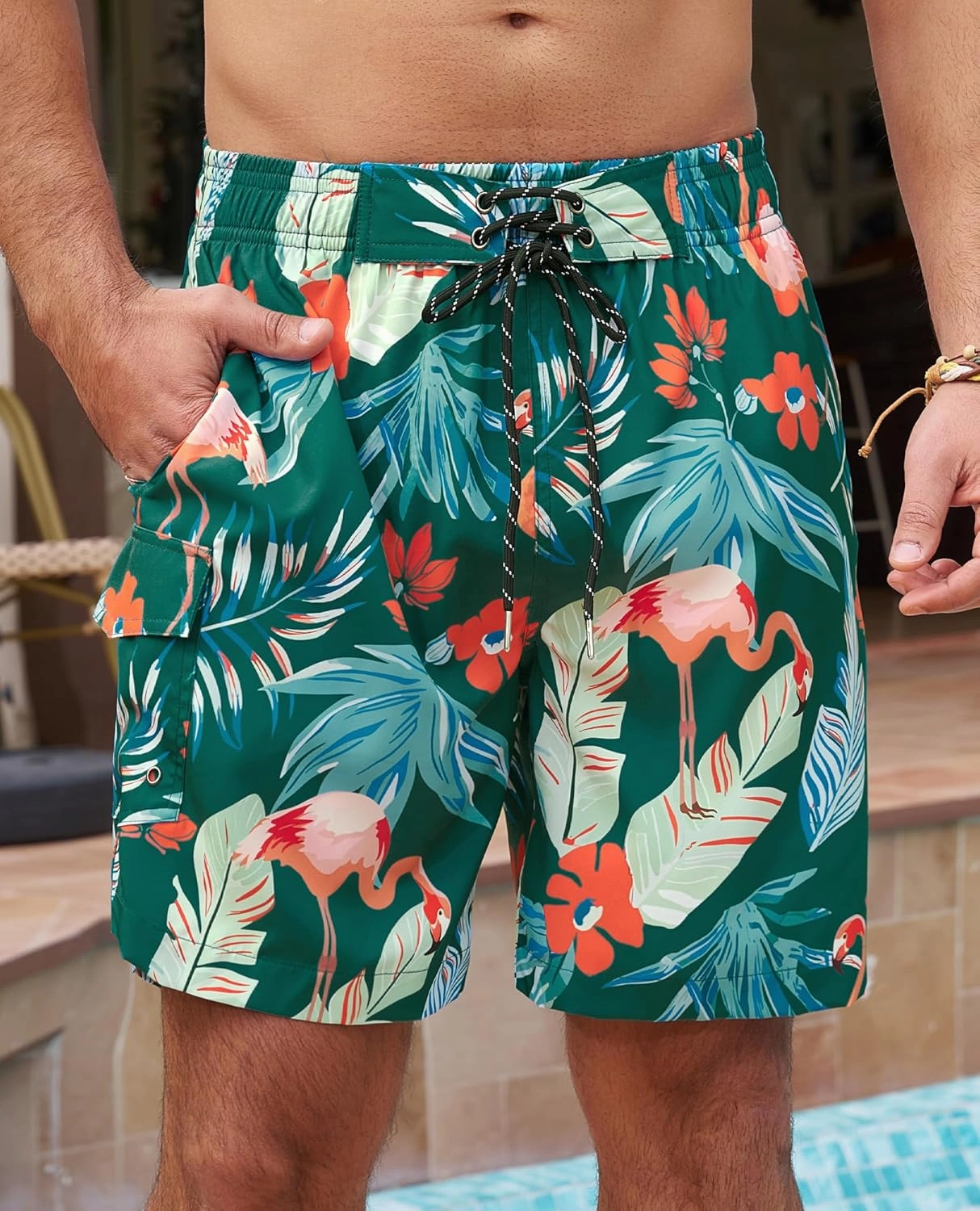 Milin Naco Mens Swim Trunks 7 Inch Inseam Compression Liner 2 in 1 Printed Swimming Short