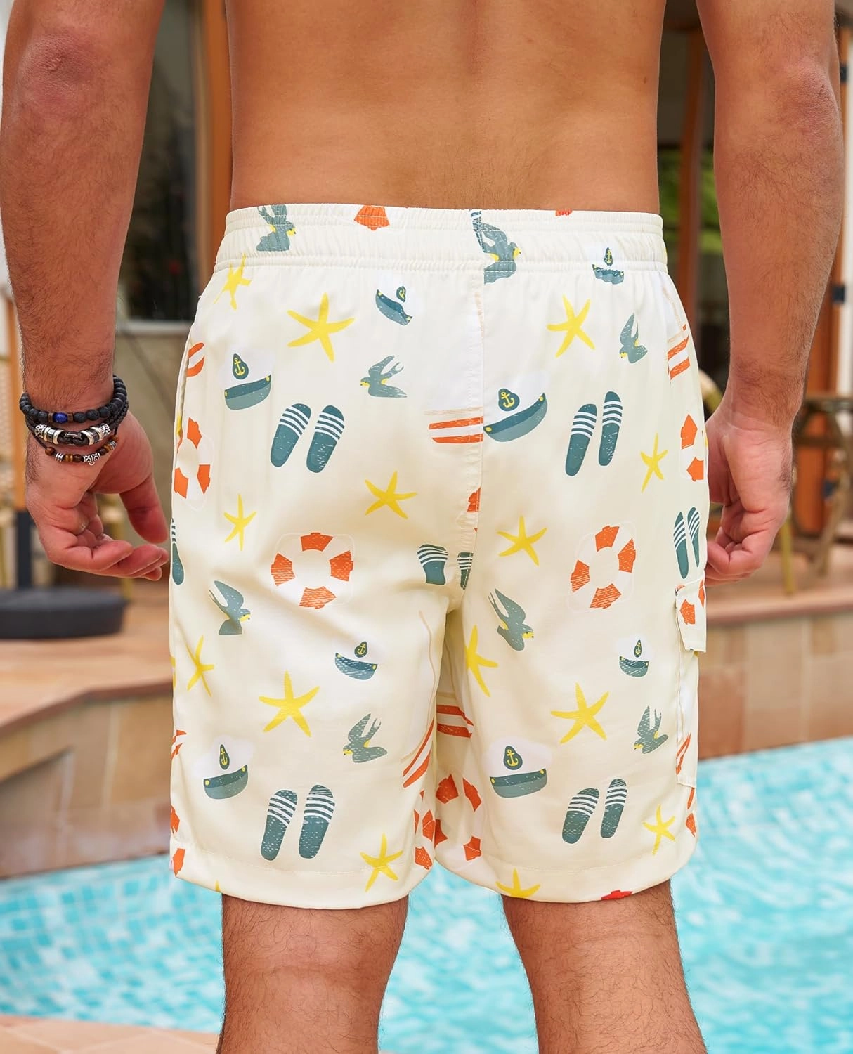 Milin Naco Mens Swim Trunks 7 Inch Inseam Compression Liner 2 in 1 Printed Swimming Short
