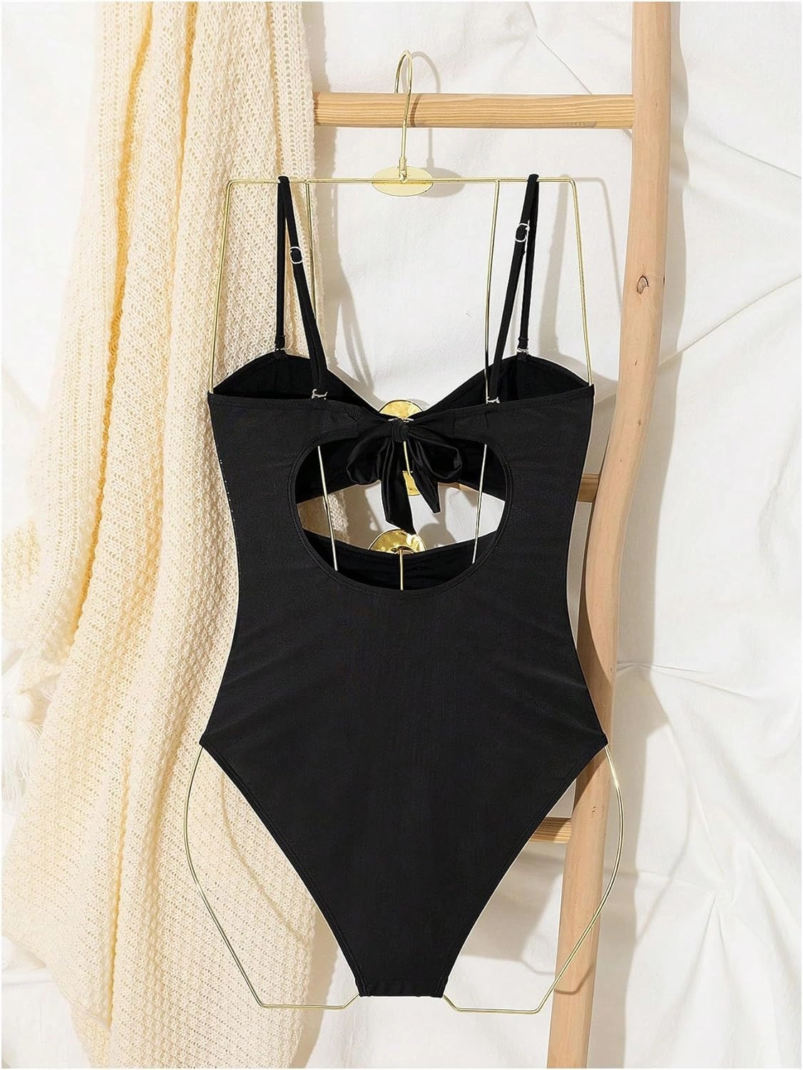 Milumia Women's Metal Ring One Piece Swimsuit Cut Out Strapless Bandeau Bathing Suits