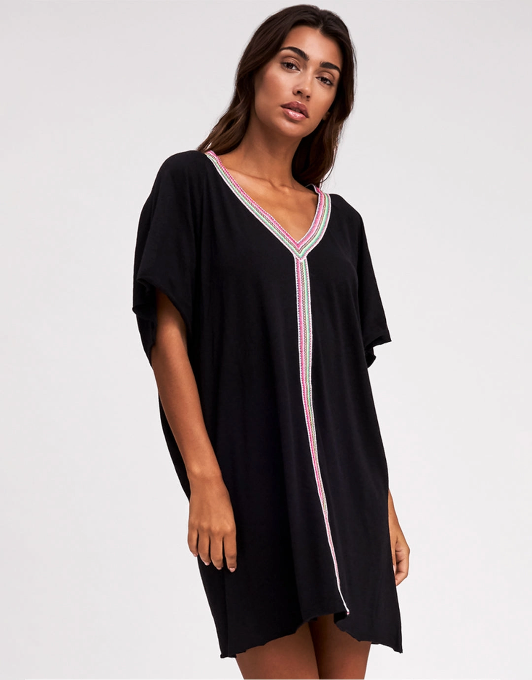 Mini Pima Abaya Dress - Black