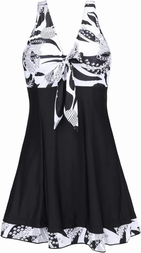 MiYang Women's One Piece High Waist Printing Swim Dress Padded Swimwear