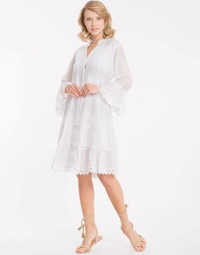 Monica Dress - White Silver