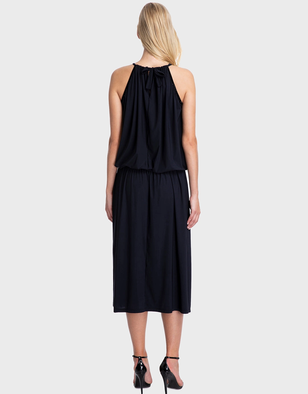 Moonlight Glow Halter Dress - Black
