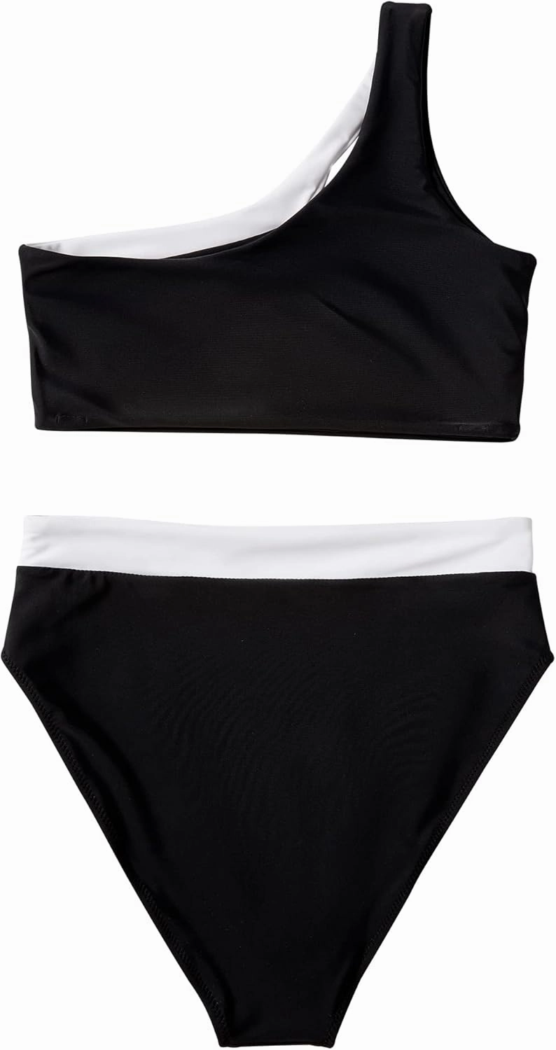 MOOSLOVER Women Cutout One Shoulder High Waisted Bikini High Cut Two Piece Swimsuits