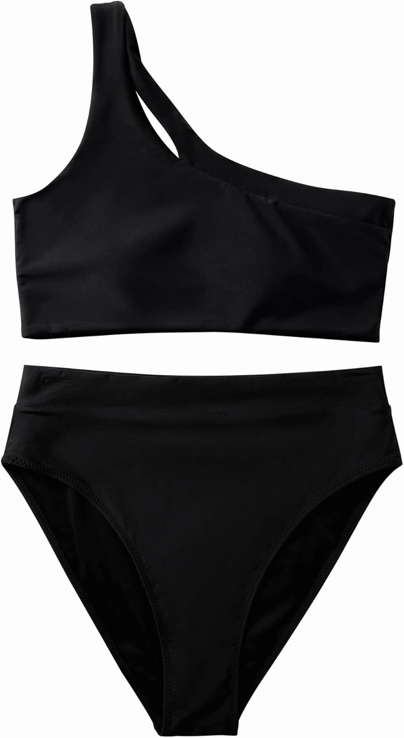 MOOSLOVER Women Cutout One Shoulder High Waisted Bikini High Cut Two Piece Swimsuits