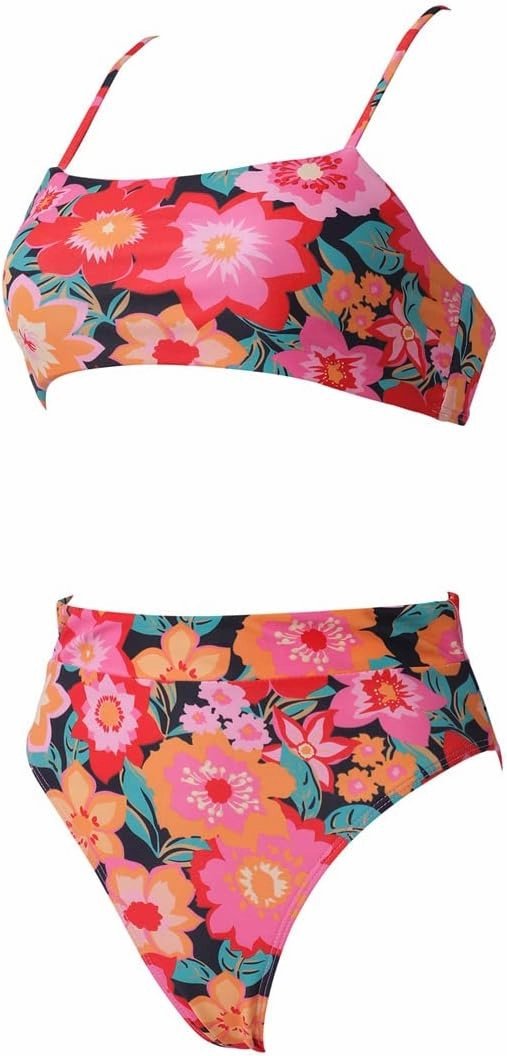MOSHENGQI Women High Wasited Bikini Shoulder Strap 2 Piece High Cut String Swimsuits