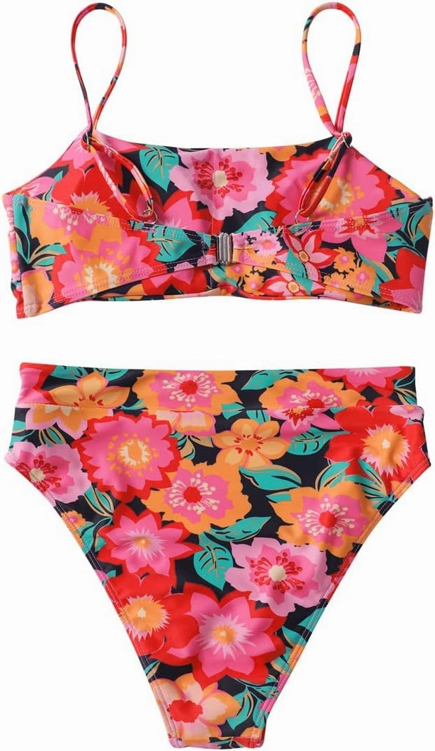 MOSHENGQI Women High Wasited Bikini Shoulder Strap 2 Piece High Cut String Swimsuits