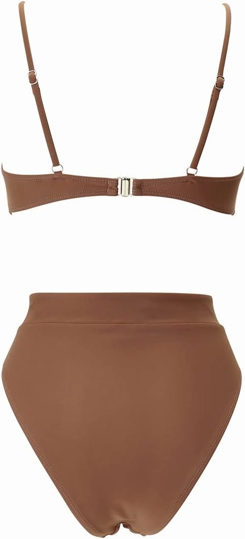 MOSHENGQI Women High Wasited Bikini Shoulder Strap 2 Piece High Cut String Swimsuits