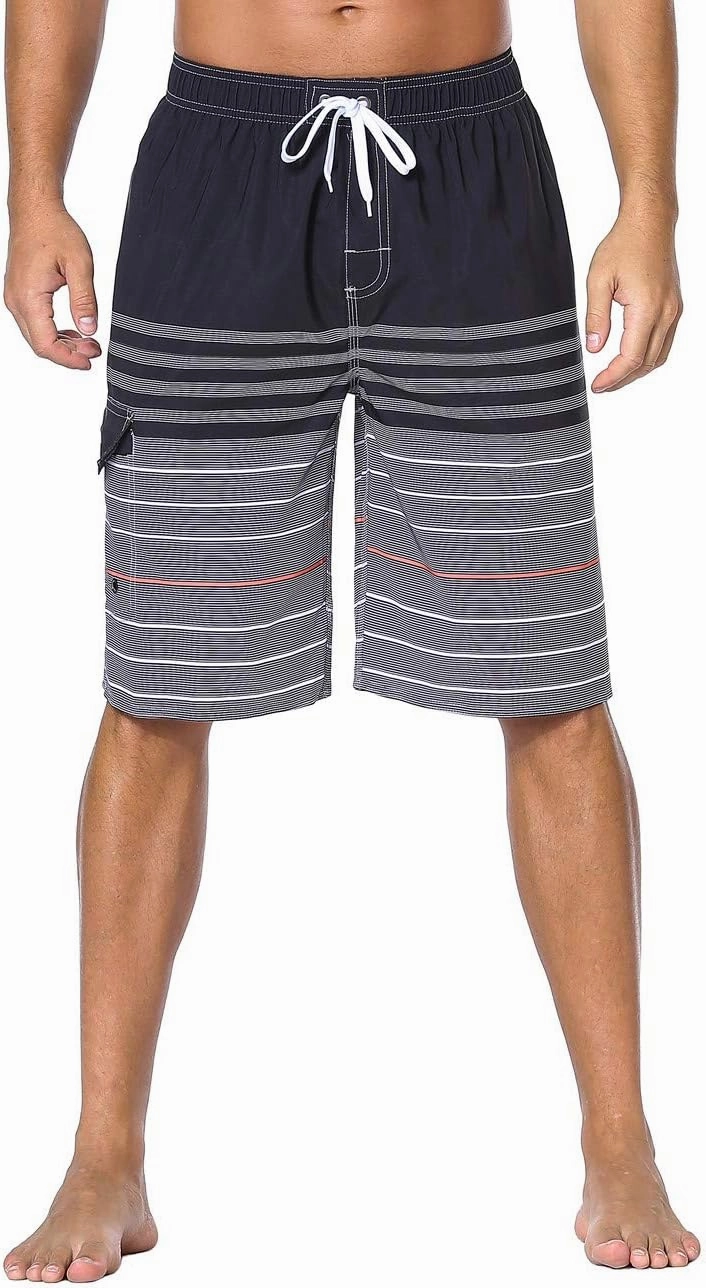 Nonwe Men's Beachwear Board Shorts Quick Dry with Mesh Lining Swim Trunks