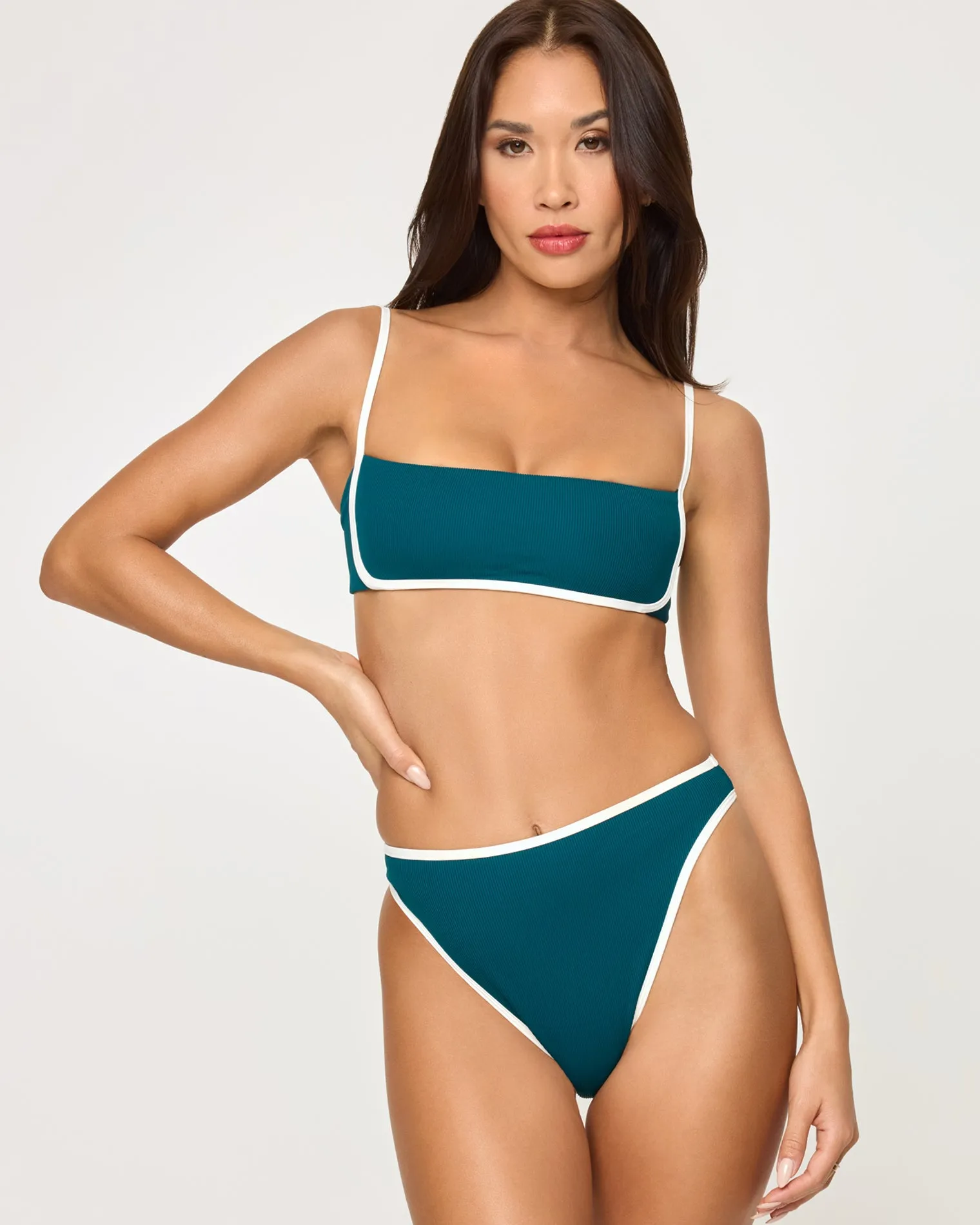 Nora Bikini Bottom - Deep Teal-Cream