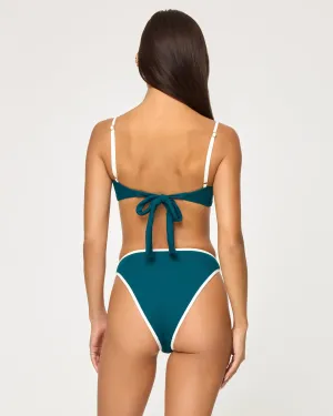 Nora Bikini Bottom - Deep Teal-Cream