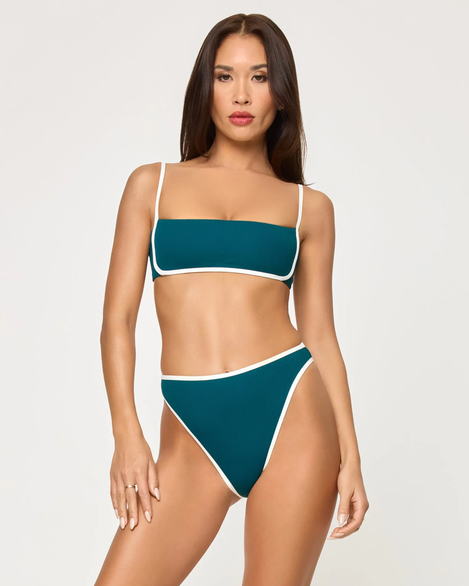 Nora Bikini Bottom - Deep Teal-Cream