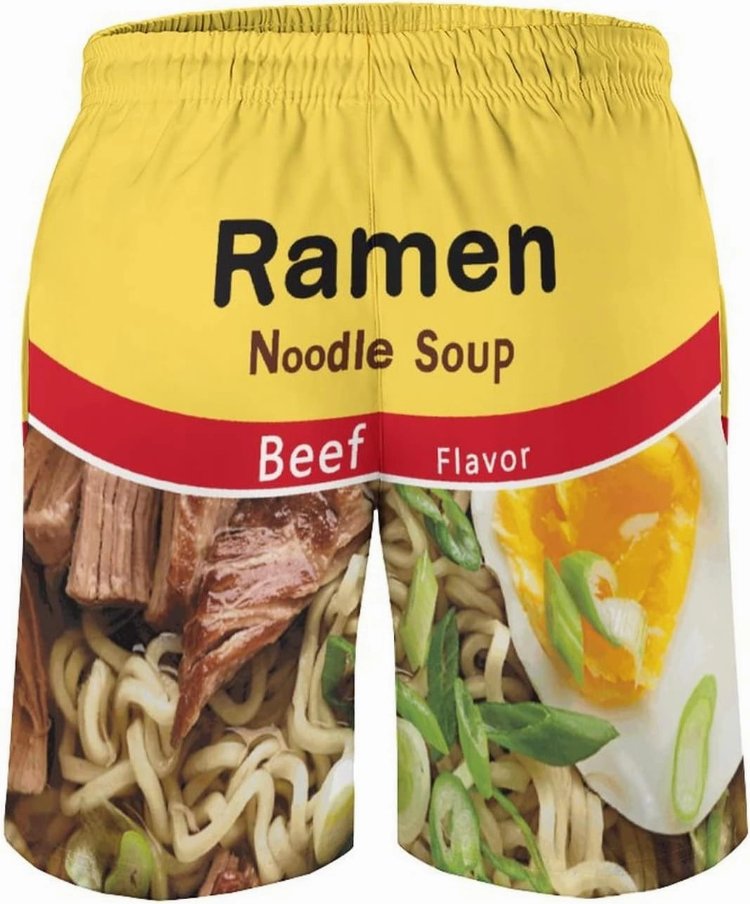Novelty Swim Trunks for Men, Ramen Noddle Soup Print Funny Quick Dry Board Shorts Swimwear Beach Short Bathing Suits