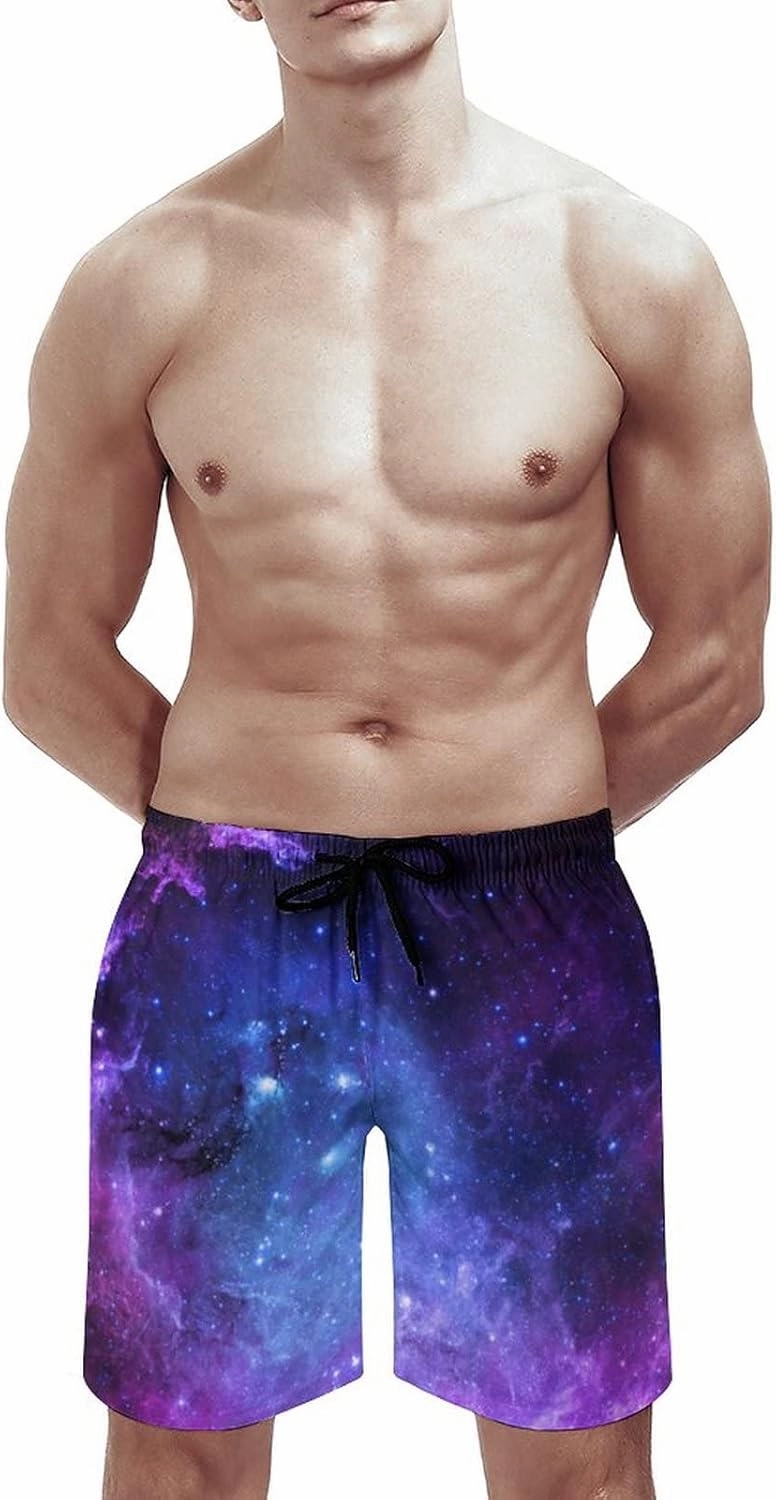 Novelty Swim Trunks for Men, Ramen Noddle Soup Print Funny Quick Dry Board Shorts Swimwear Beach Short Bathing Suits