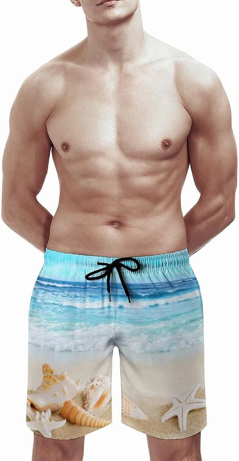 Novelty Swim Trunks for Men, Ramen Noddle Soup Print Funny Quick Dry Board Shorts Swimwear Beach Short Bathing Suits
