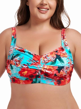 Ocean Blues Women's Plus Size Bikini Top Twist Front Molded Bathing Suit Top