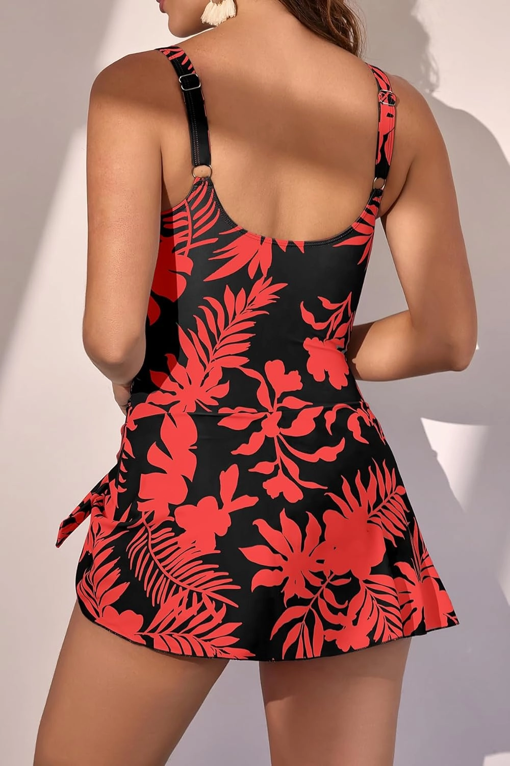 One Piece Swim Dress Swimsuits for Women Tummy Control Swimdress Skirt V Neck Bathing Suit
