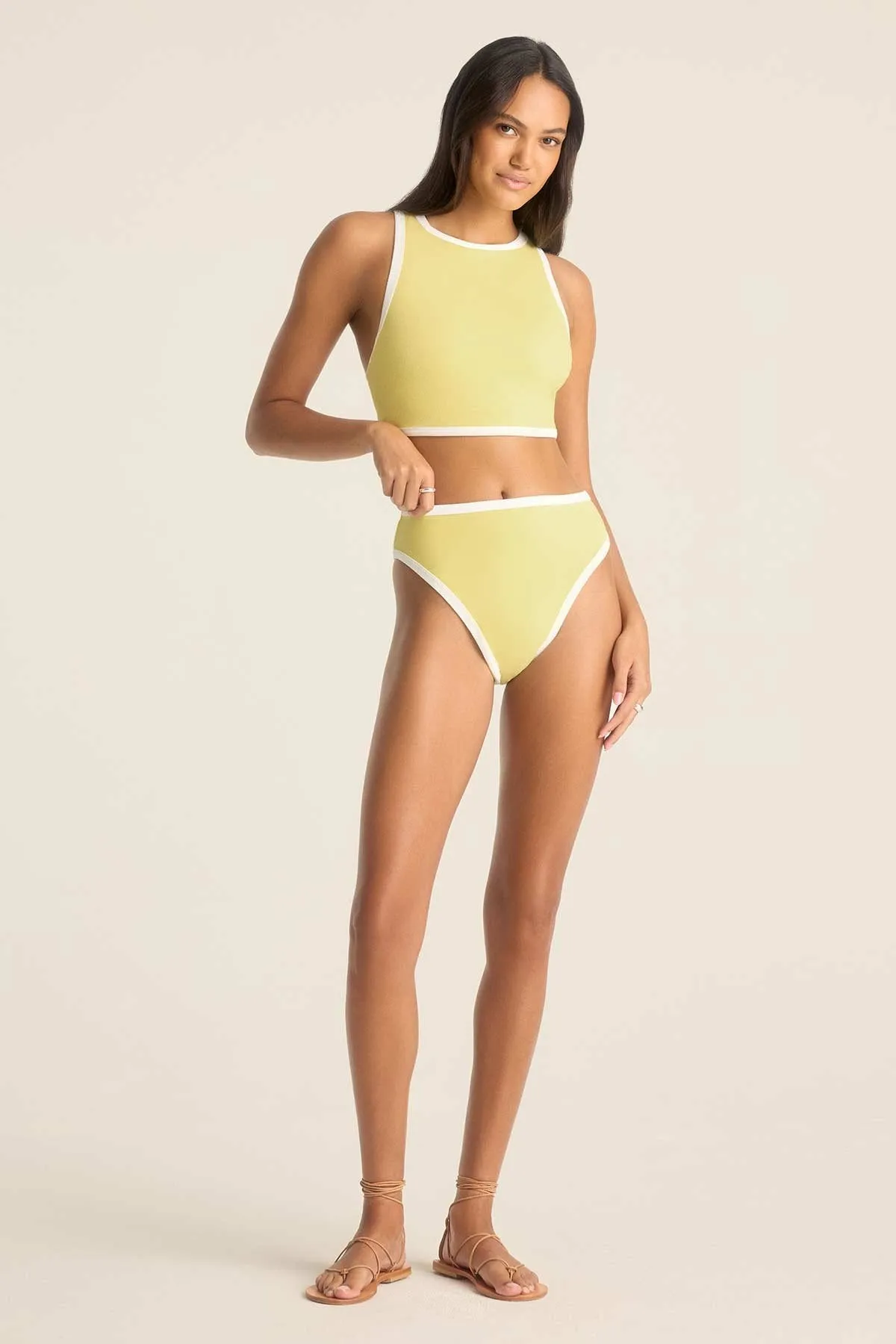 Pacific High Waist Bottom - Banana Cream Beachside Terry
