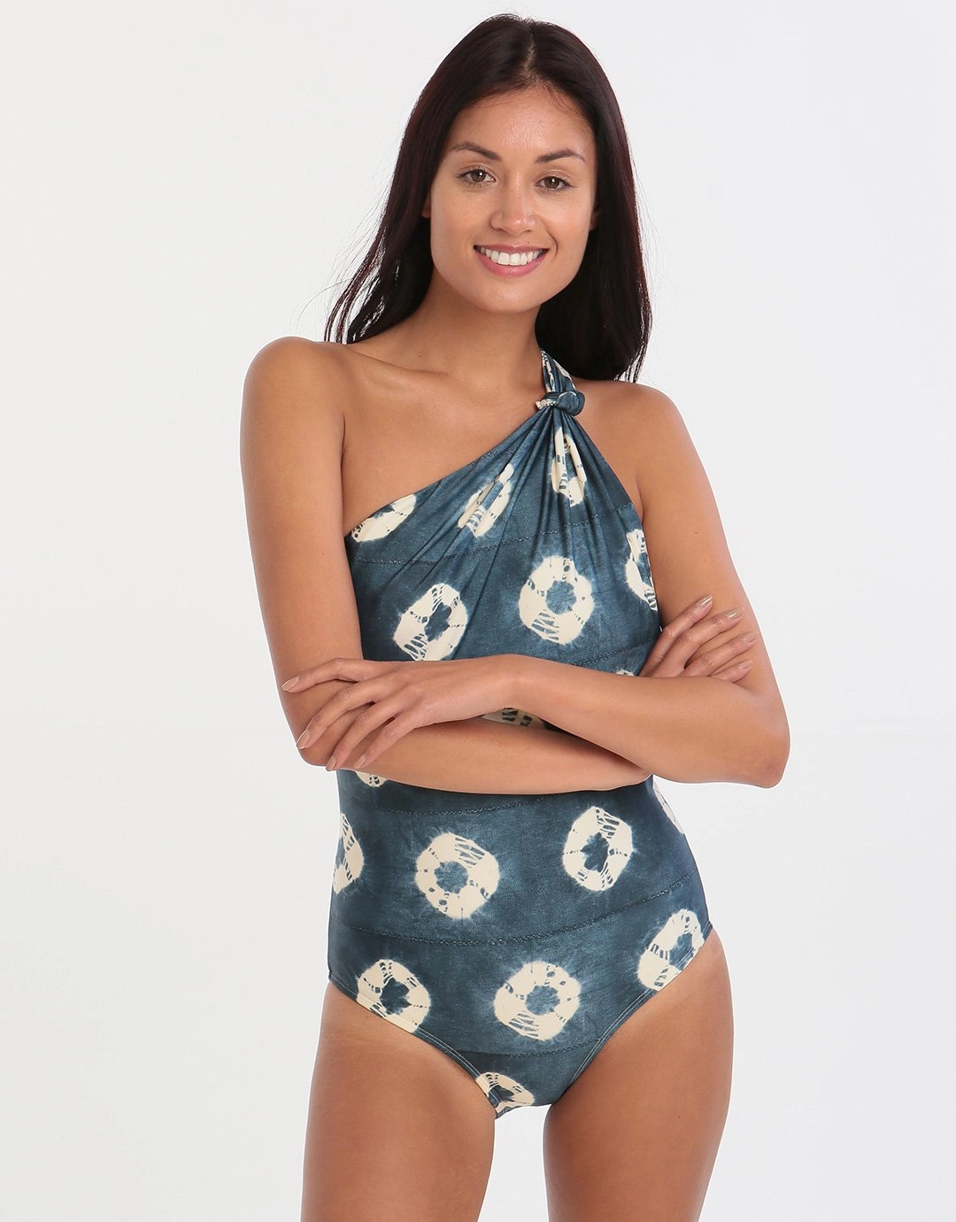 Padang One Shoulder Knot Maillot - Print