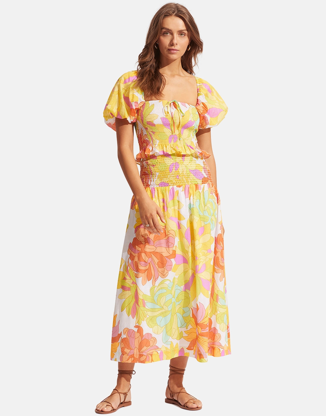 Palm Springs Shirring Top - Limelight