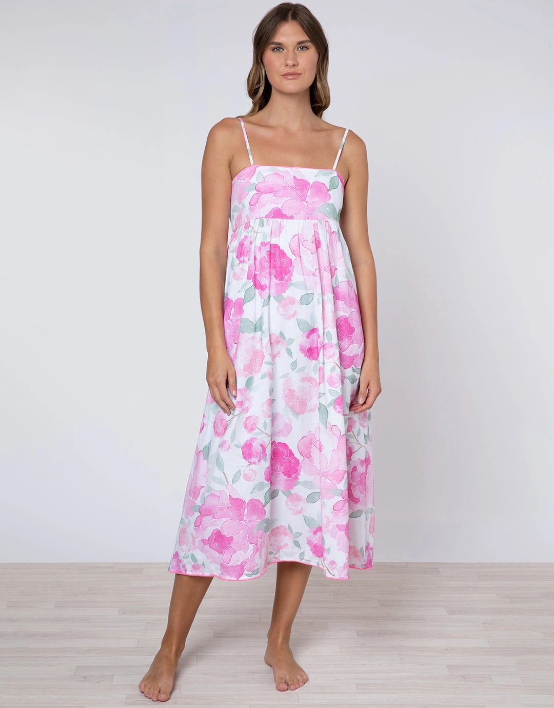 Peony Tie Back Midi Dress - Pink