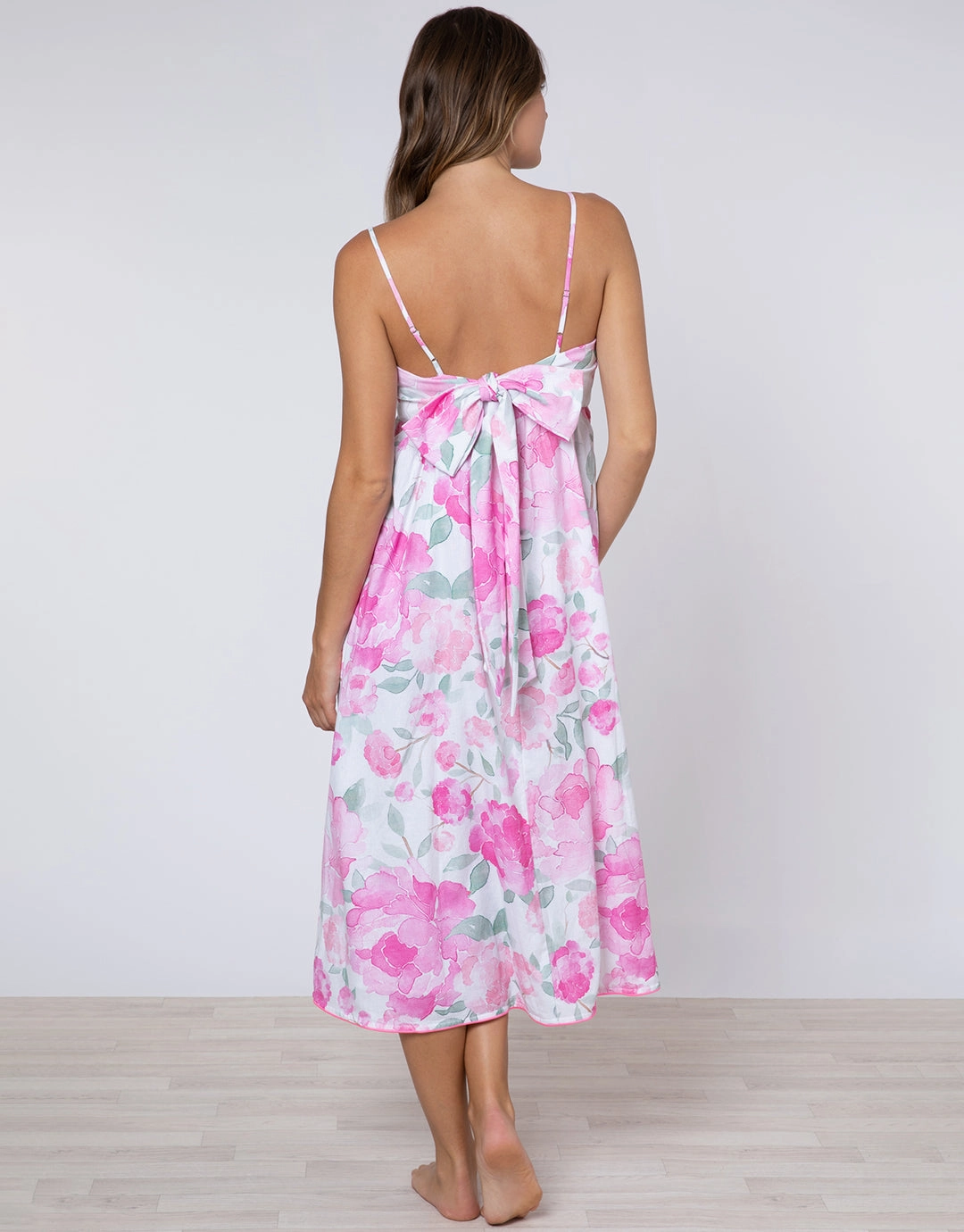 Peony Tie Back Midi Dress - Pink