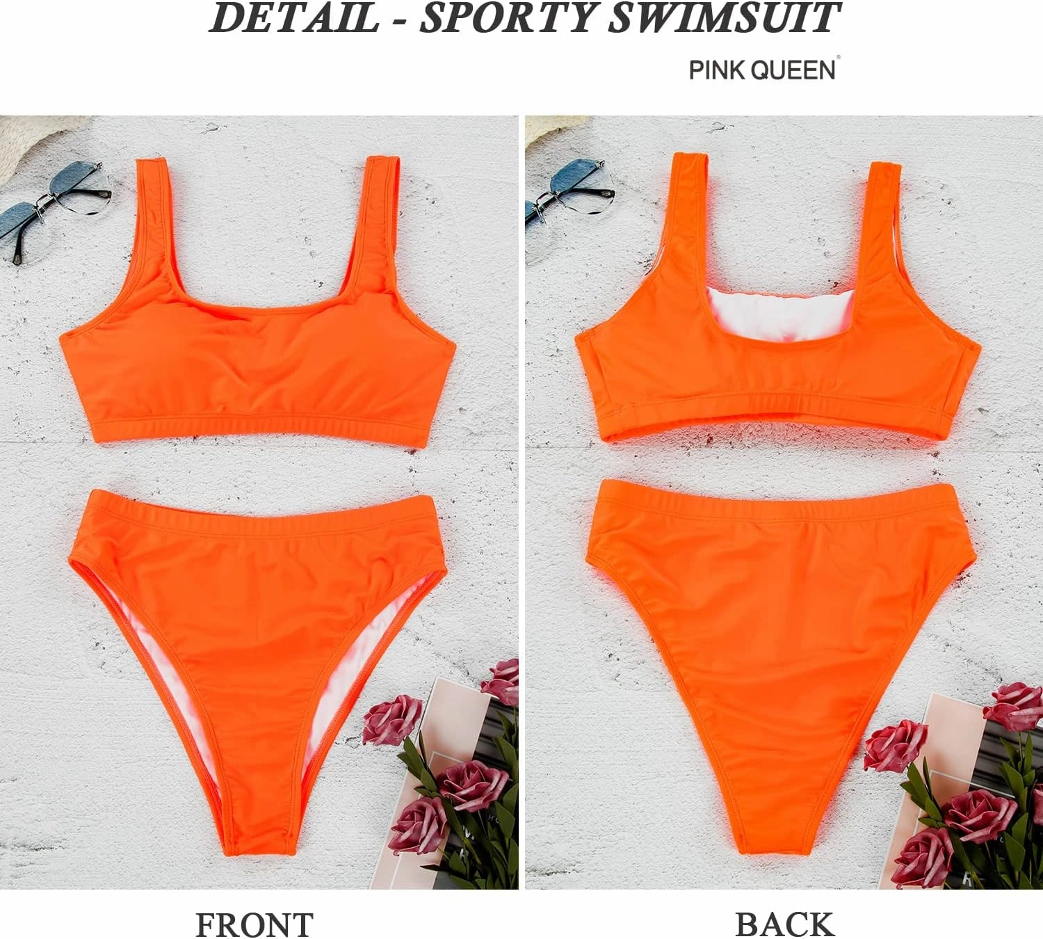 Pink Queen Women's Crop Top High Waisted Cheeky Bikini Set Two Piece Swimsuits