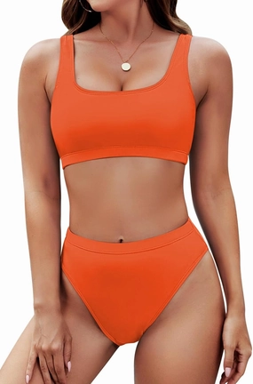 Pink Queen Women's Crop Top High Waisted Cheeky Bikini Set Two Piece Swimsuits