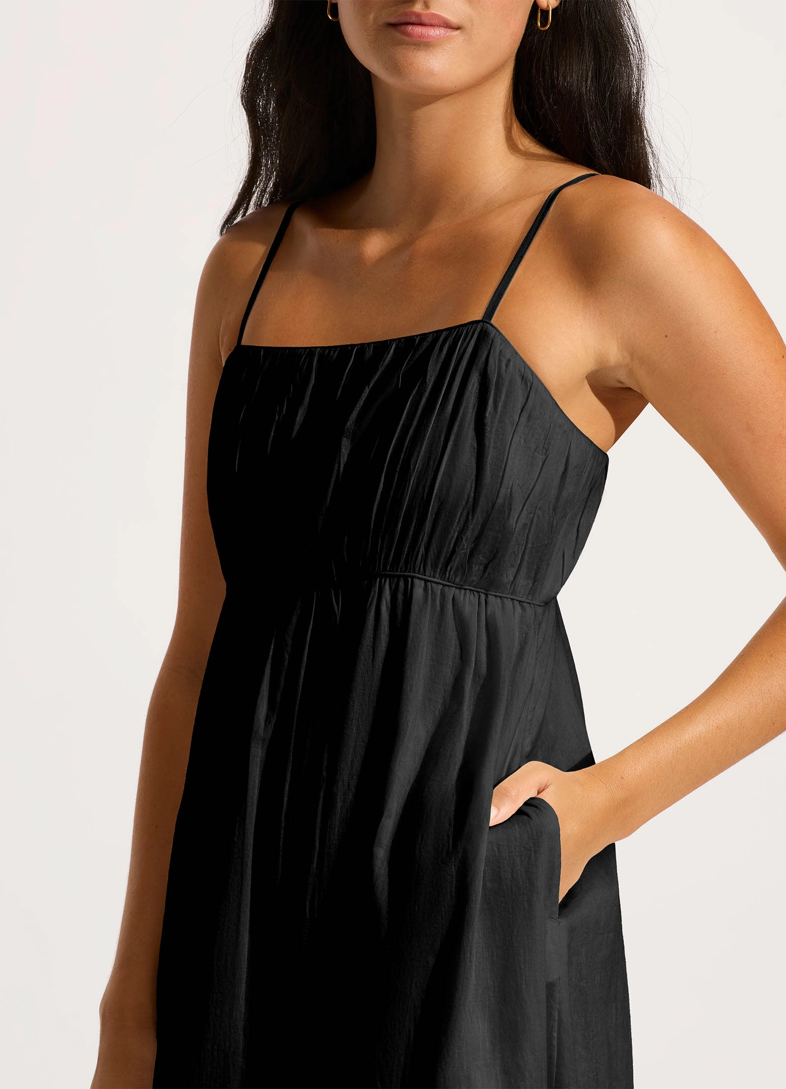 Piped Maxi Dress - Black