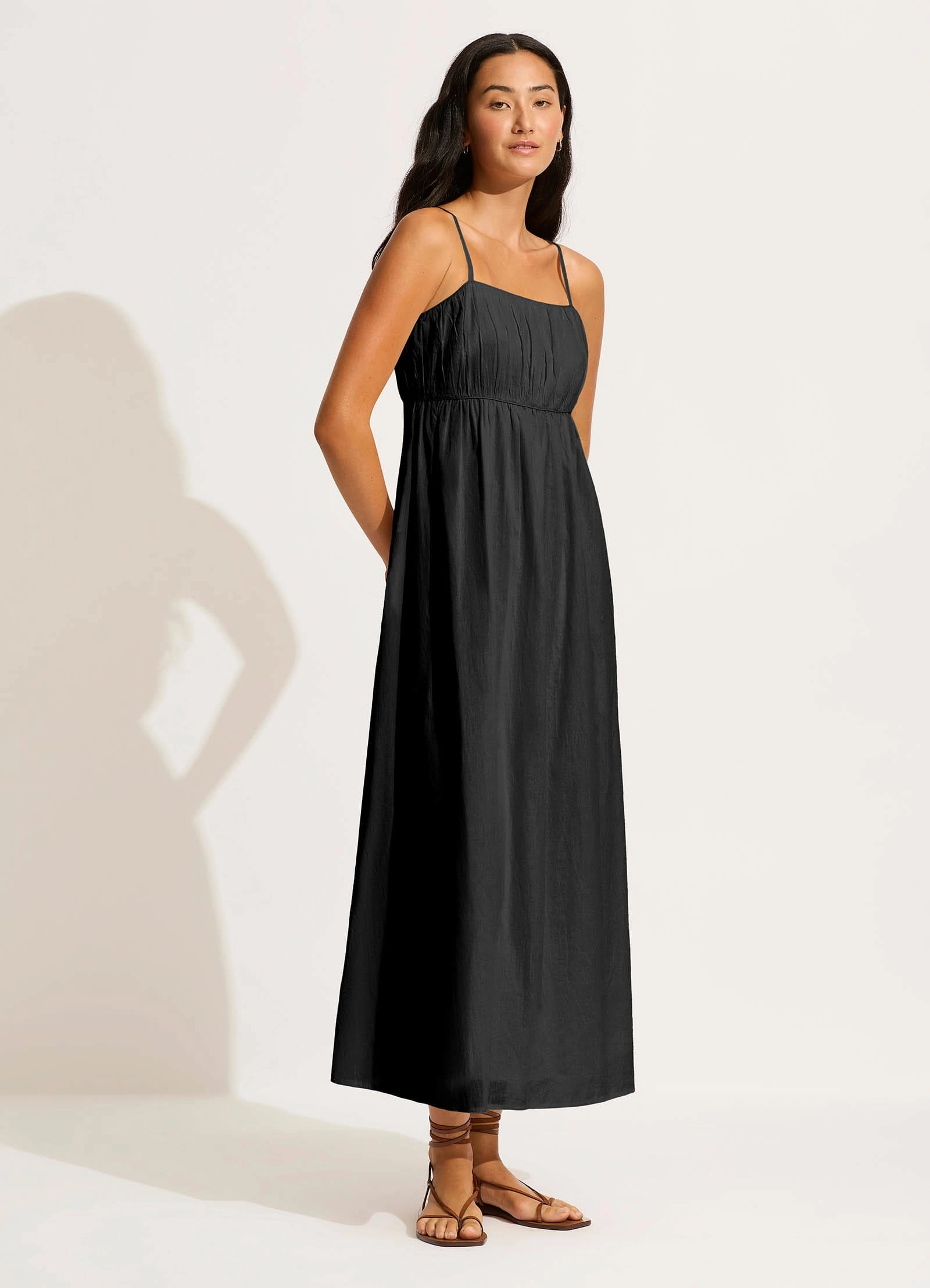 Piped Maxi Dress - Black