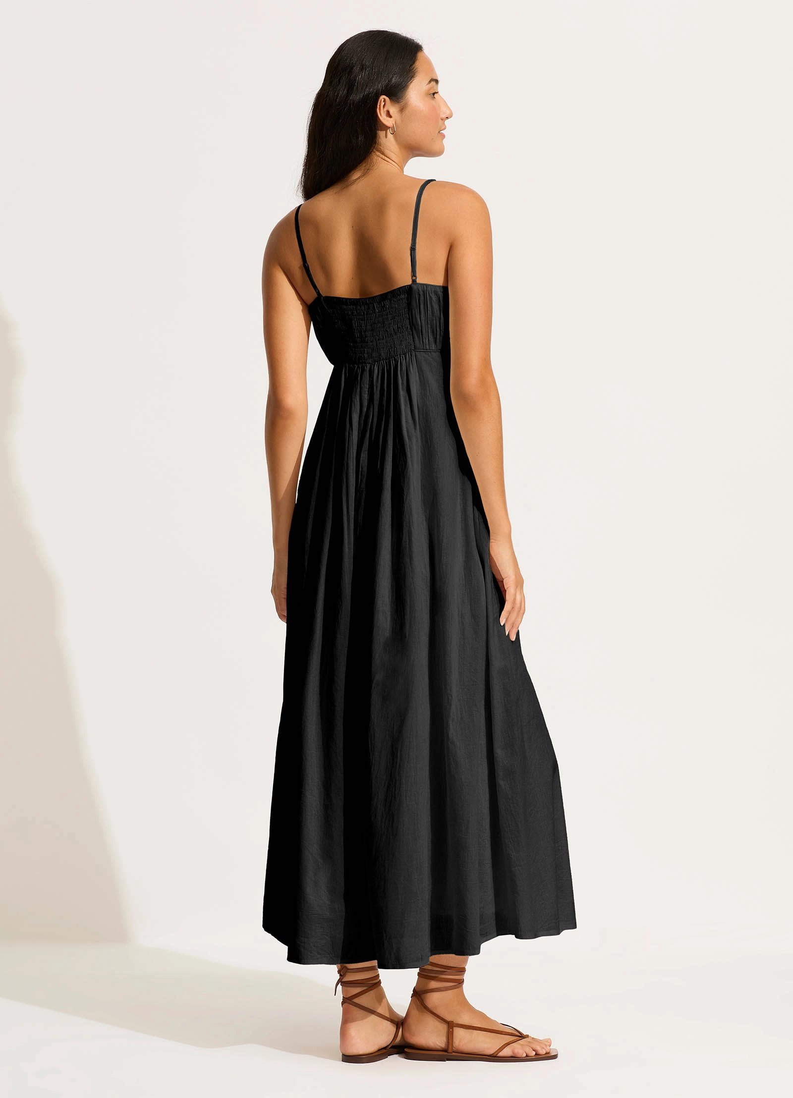 Piped Maxi Dress - Black